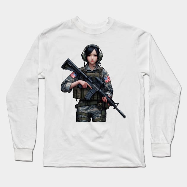 Tactical Girl Long Sleeve T-Shirt by Rawlifegraphic